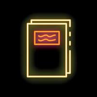 Neon sign representing a stack of paper documents for office work vector
