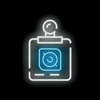 Neon icon of a clipboard showing a document with a forbidden symbol vector