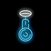 Neon light is glowing on ceiling in darkness vector