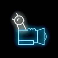 Neon sign of a professional camera for broadcasting live events vector
