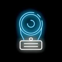 Neon icon of security camera recording with name tag vector