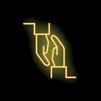 Two hands holding each other while climbing stairs neon sign vector