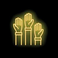 Three hands voting in neon light style vector