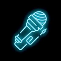 Glowing neon microphone icon illuminating the night for music and sound design vector