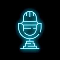 Neon sign of classic microphone with stand for podcasting or radio broadcasting vector