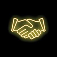 Neon style icon of shaking hands showing agreement vector