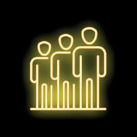 Neon icon of three people standing in a row vector