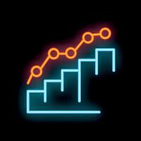 Neon sign representing business growing up with a chart vector