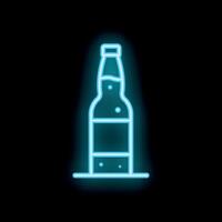 Neon sign showing a beer bottle glowing on a black background vector
