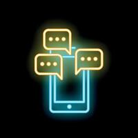 Neon smartphone showing instant messaging concept vector