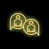 Neon icon of two people talking in speech bubbles vector
