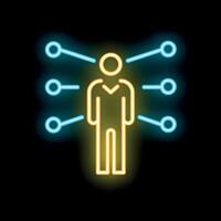 Neon icon of a businessman managing multiple projects simultaneously vector