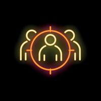 Neon icon of headhunting, targeting audience, customer search vector