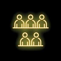 Neon icon of people split into teams working together on a project vector