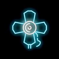 Neon sign of modern led ceiling lamp with four spotlights vector