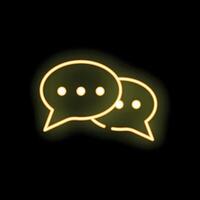 Neon speech bubbles glowing on black background vector