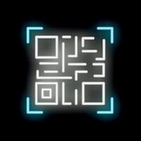 Neon qr code scanning illustration on black background vector