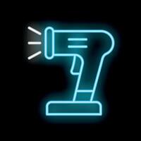 Neon barcode scanner icon glowing on dark background vector