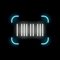 Neon barcode scanner detecting a barcode on black background vector