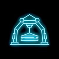 Neon blue icon of a 3d printer printing an object vector