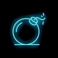 Neon bomb exploding with sparks flying on black background vector