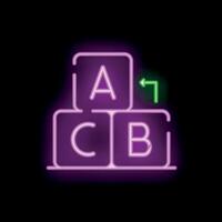 Neon sign of alphabet blocks showing early education concept vector