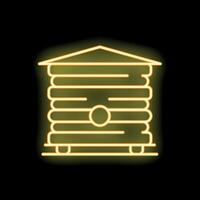 Glowing neon line beehive icon on a black background vector