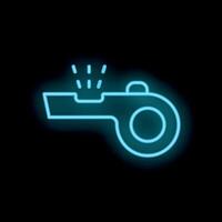 Blue neon whistle is blowing on a dark background vector