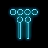 Neon blue drum sticks glowing on black background vector