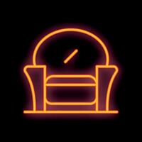 Glowing neon line icon of an armchair with mirror isolated on a black background vector
