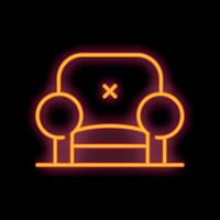 Neon sign of empty seat icon glowing on dark background vector