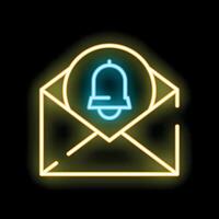 Neon icon of email envelope showing new message notification vector