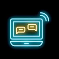 Neon laptop showing instant messaging chat bubbles vector