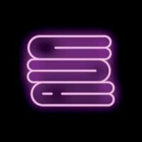 Neon pink glowing stack of towels icon on a black background vector
