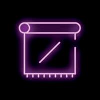 Neon sign representing a carpet with a simple geometric pattern on a black background vector
