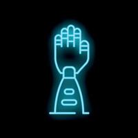 Neon style icon of a robotic arm being raised in greeting vector