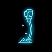 Neon icon of a modern prosthetic leg representing overcoming challenges vector