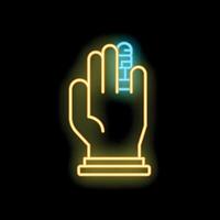 Neon icon of hand showing finger with bandage vector