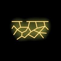 Neon style icon showing cracked ground surface representing destruction vector