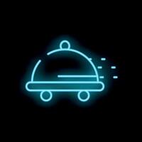 Neon food delivery service sign indicating speed and efficiency vector