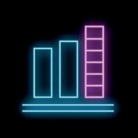 Neon sign showing growing bar chart on black background vector