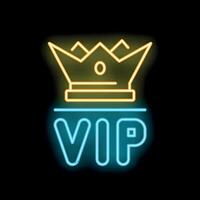 Neon sign showing vip section with crown symbol vector