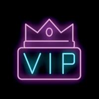 Neon sign showing vip section with crown on top vector