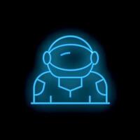 Neon sign showing astronaut in spacesuit exploring space vector
