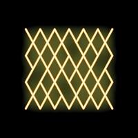 Neon yellow glowing geometric rhombus grid pattern on black background vector