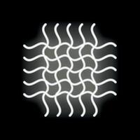 White neon wavy lines forming intertwined pattern on black background vector