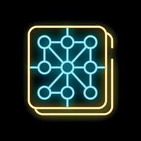 Glowing neon line icon representing a neural network, symbolizing artificial intelligence vector