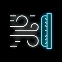 Neon icon of wind blowing through window or door frame vector