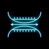 Neon blue glowing osmosis process icon showing through semipermeable membrane vector