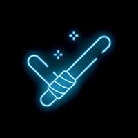 Blue neon icon of a bandaged finger glowing on a black background vector